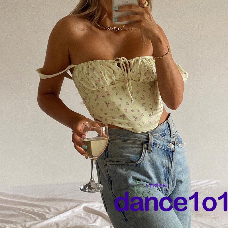 Áo Lửng Hai Dây Họa Tiết Hoa Gợi Cảm Cho Nữ