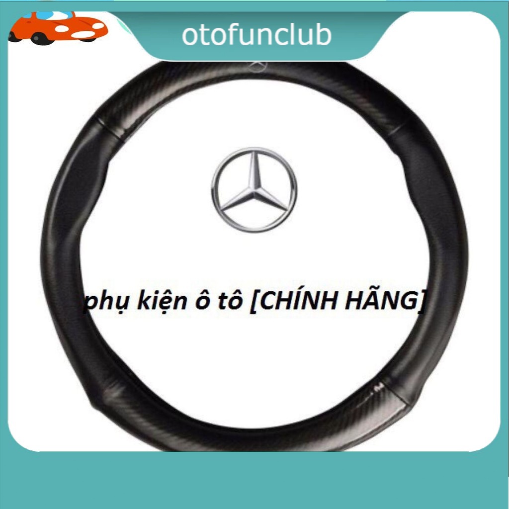 Bọc vô lăng Cacbon có Logo xe hơi, chống trơn trượt - Logo Mercedes