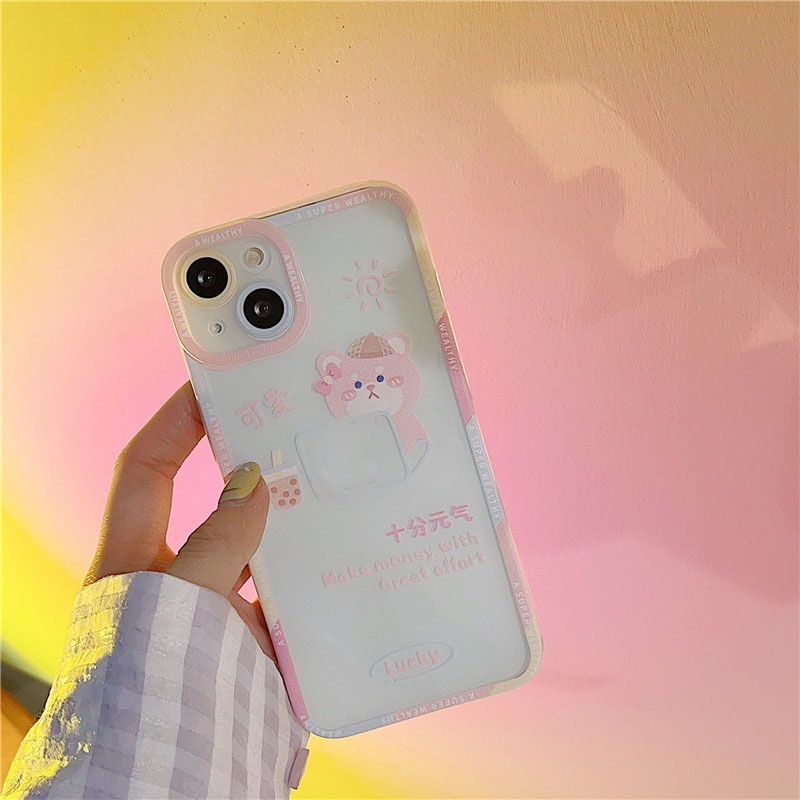 Ốp lưng iphone ốp Điện Thoại Trong Suốt Hình Gấu Hoạt Hình Cho iPhone 14 13 12 11 PROMAX XS XR XSMAX SE2020 6 7 8PLUS