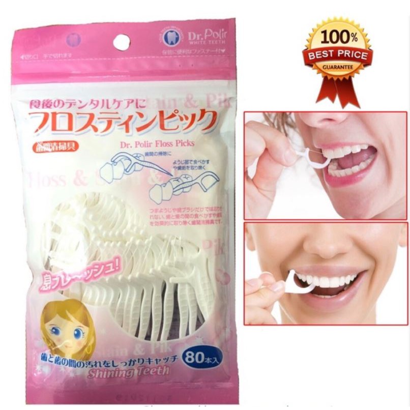 Tăm chỉ kẽ răng nha khoa Okamura Dr.Polir chất lượng cao xuất khẩu Nhật Bản niềng răng, vệ sinh răng miệng - Túi 80 chếc
