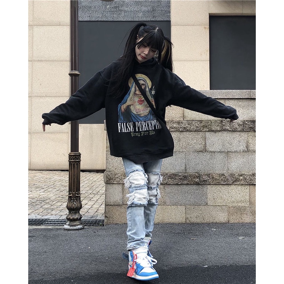 Quần jean hàng cao cấp unisex form slim fit giả rách gối phong cách đường phố