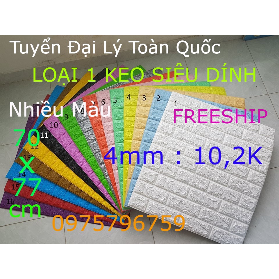 Xốp Dán Tường Dày 4mm khổ lớn 70x77cm