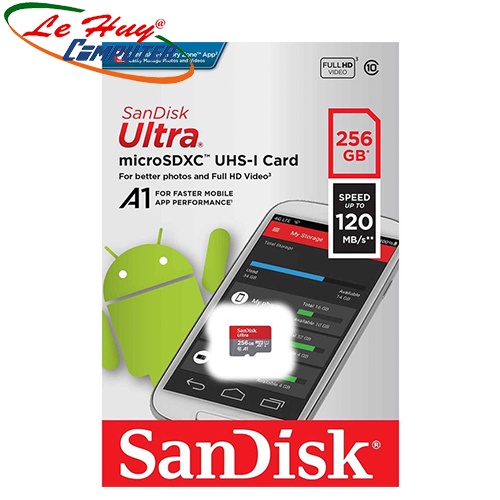 [Mã 99ELHA giảm 7% đơn 300K] Thẻ nhớ MicroSDXC SanDisk Ultra A1 256GB 120MB/s SDSQUA4-256G-GN6MN