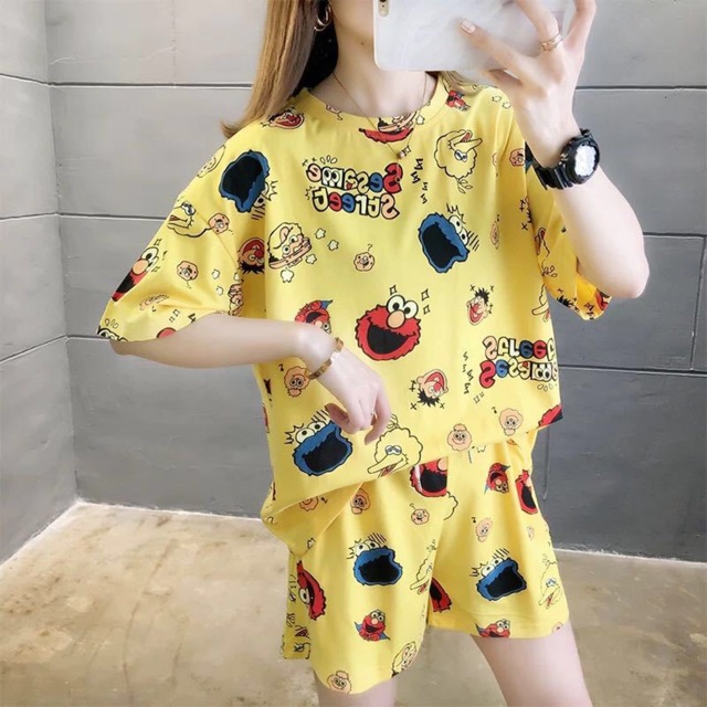 Bộ ngủ hoạt hình siêu Cute 💖 Set đồ ngủ thun cotton form rộng loại đẹp