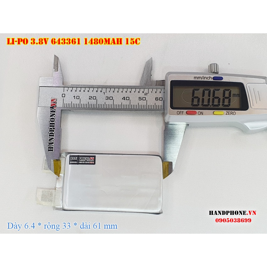 Pin Li-Po 3.8V 1480mAh 643361 633360 dòng xả cao 15C cho RC, DJI SPARK, Fly Cam