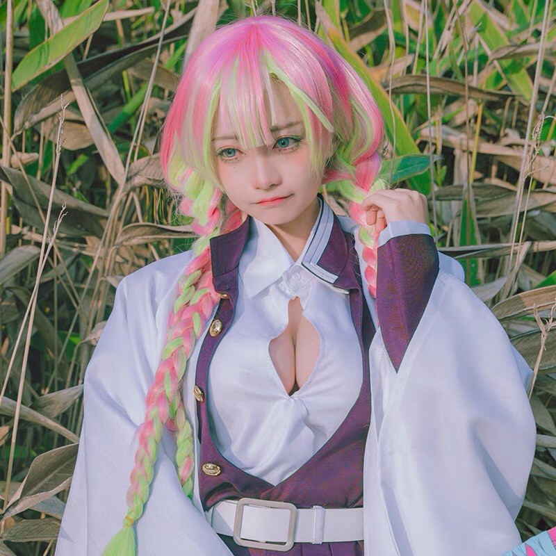 [kimetsu no yaiba]set đồ cosplay Luyến Trụ Kanjori Mitsuri kèm kiếm đạo cụ (có ảnh thật,bảng size)