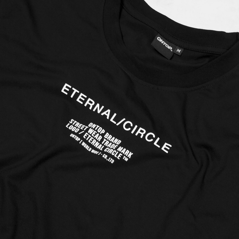 Áo thun local brand chính hãng ONTOP form rộng tay lỡ màu đen - Eternal