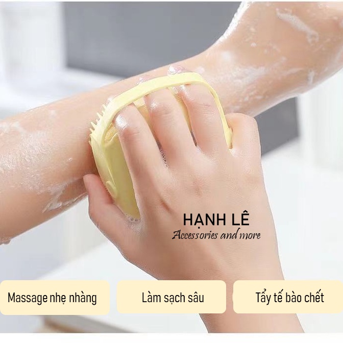 Cọ tắm Massage Silicon có khay chứa sữa tắm dầu tắm tiện lợi giúp tẩy tế bào chết và thư giãn trong lúc tắm