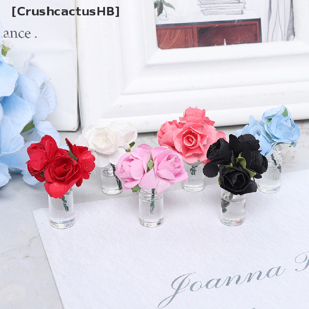 [CrushcactusHB] Chậu Kính Trồng Hoa Hồng Mini 1 / 12 Trang Trí Nhà Búp Bê