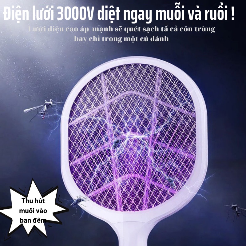 Vợt Muỗi Điện Đèn Bắt Muỗi Thu Hút Côn Trùng Thông Minh Tiện Dụng LEON OFFICIAL