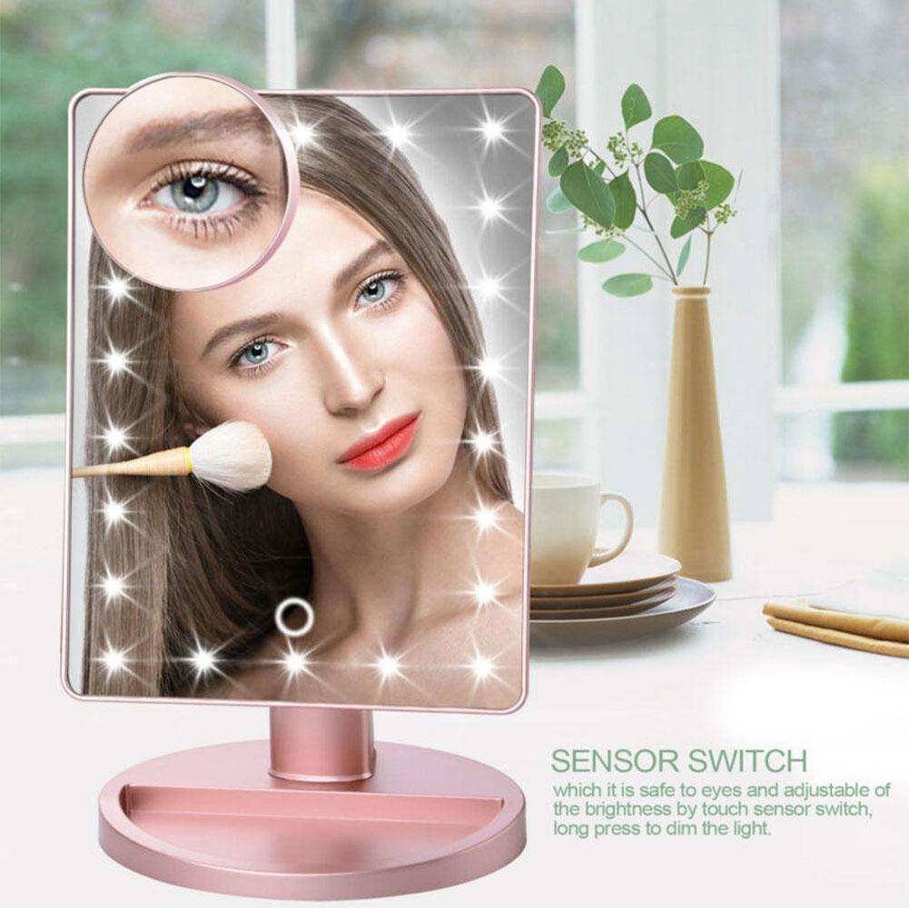 LED Vanity Makeup Mirror With Touch Screen Detachable 10X Magnifying Spot