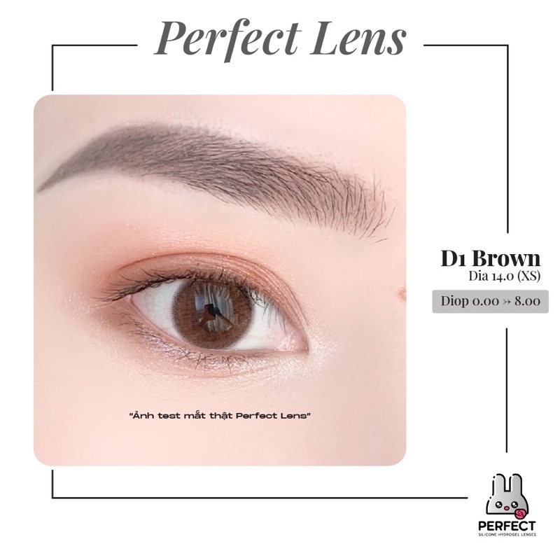 Lens ẢNH MẮT THẬT , Kính Áp Tròng D1 BROWN Có Độ Cận và Không Độ , DIA 14.0 XS , Dành Cho Mắt Nhạy Cảm Giá Sale