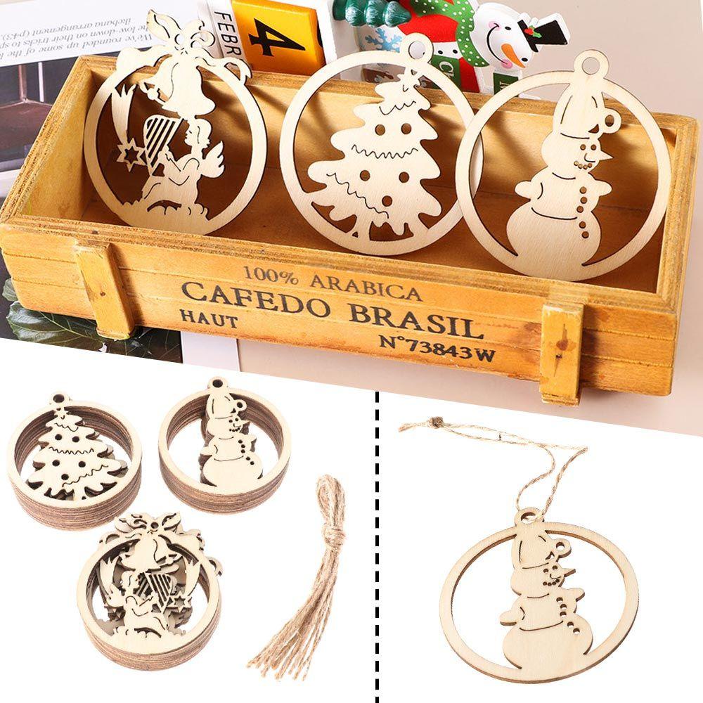 Set 10 Mặt Gỗ Treo Trang Trí Giáng Sinh DIY