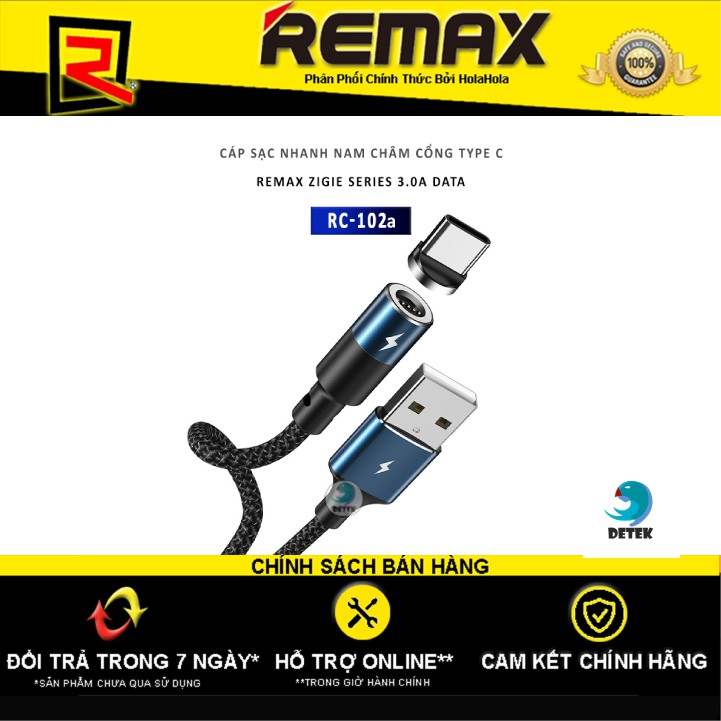 Cáp sạc nhanh Nam Châm cổng Type C Remax Zigie Series 3.0A Data Rc-102a