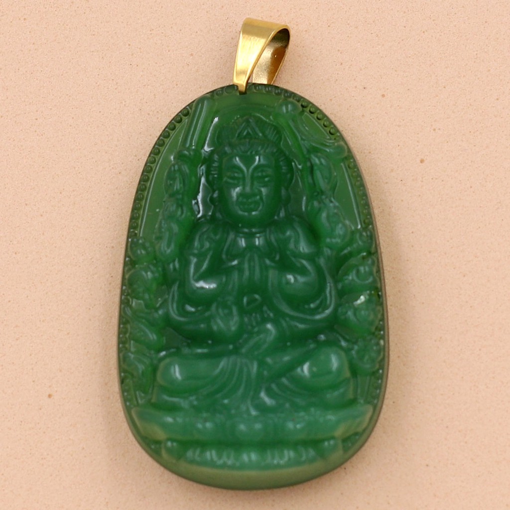 Mặt dây chuyền Phật Thiên Thủ Thiên Nhãn xanh 4.3cm - phật bản mệnh cho người tuổi Tý
