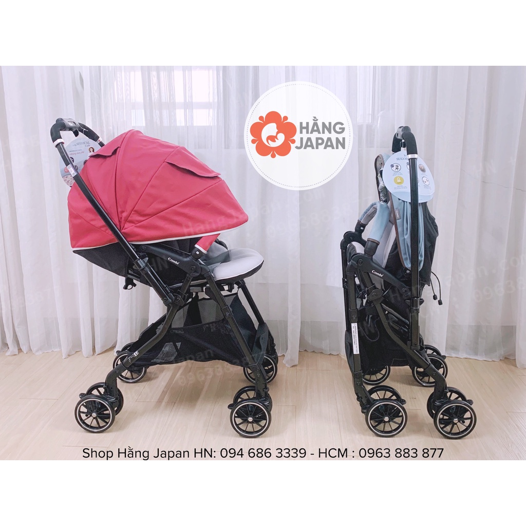 Xe đẩy Combi Sugocal Light  đệm điều hòa, 4 bánh xoay tự động BH chính hãng 2 năm