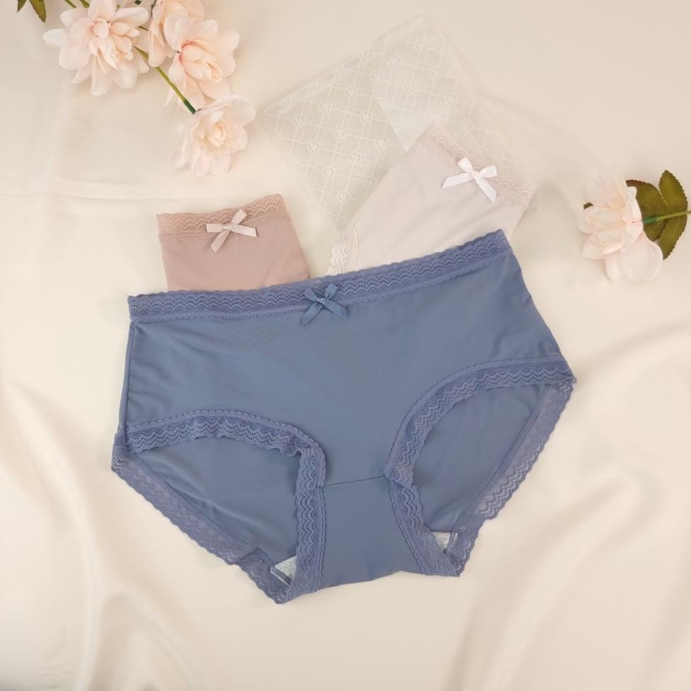 Set Túi Ví 3 Quần Lót Nữ Đúc Su Viền Ren Đính Nơ Co Giãn Cao Cấp 499