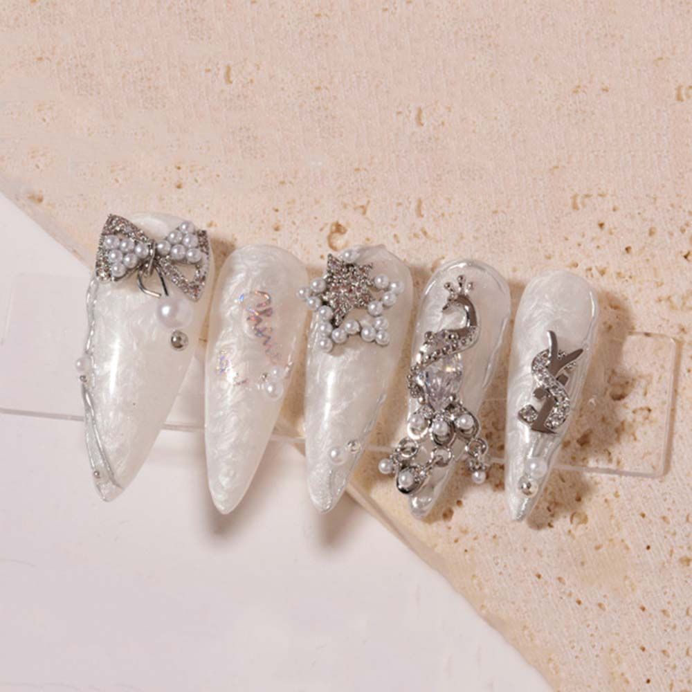 [Hàng mới về] Phụ kiện trang trí móng tay bằng kim loại hình gấu/ngôi sao 3d sang trọng diy