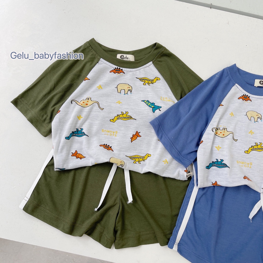 Set áo thun phông cộc tay quần đùi Gelu kids cho bé trai họa, đồ bộ trẻ em chất liệu cotton mềm mát-B036