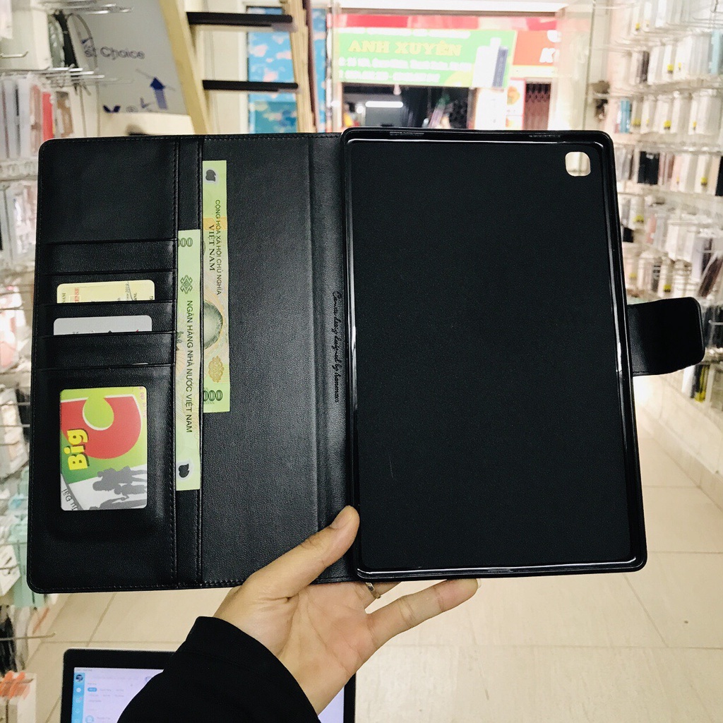 Bao da dạng ví SamSung Galaxy Tab A7 2020 T505, Tab S6 Lite hiệu Hanman có quai cài