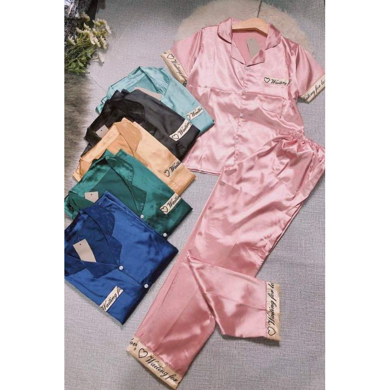 Bộ Lụa Satin cộc dài viền 110