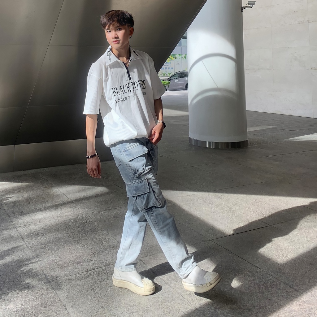Quần jean nam xanh rách kiểu bo zipper (QJ27)