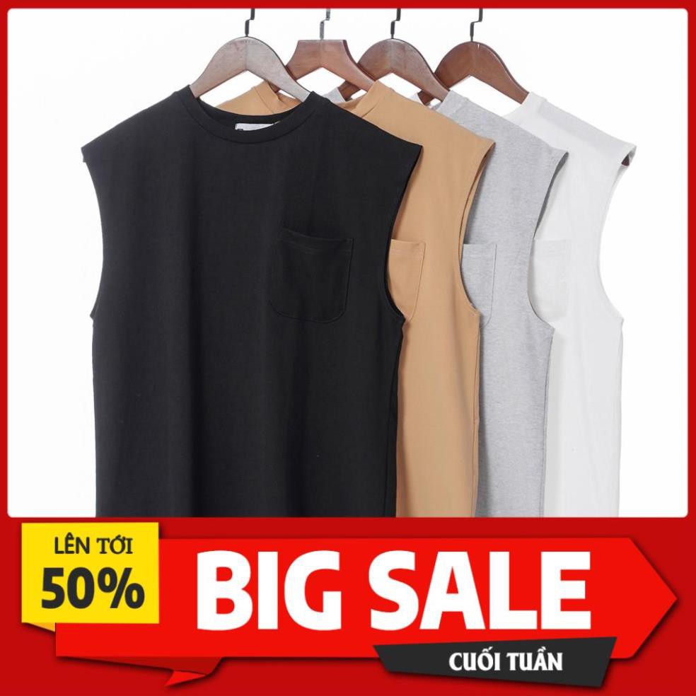 Áo thun TANKTOP TRƠN CÓ TÚI Unisex N7 Basic Tee mùa hè phông trơn nam nữ oversize form rộng phong cách Hàn Quốc ྇