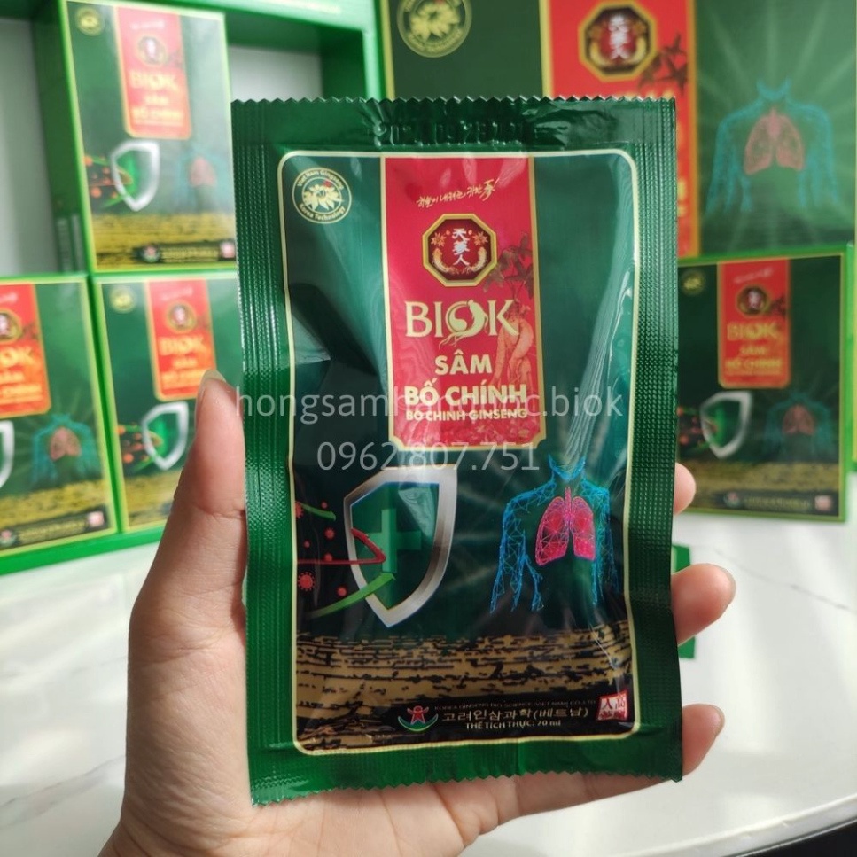 Nước uống sâm Bố Chính tăng cường sức khỏe BIOK 30 gói 70ml, Tinh chất sâm bồi bổ khí huyết, Hộp quà biếu người lớn tuổi