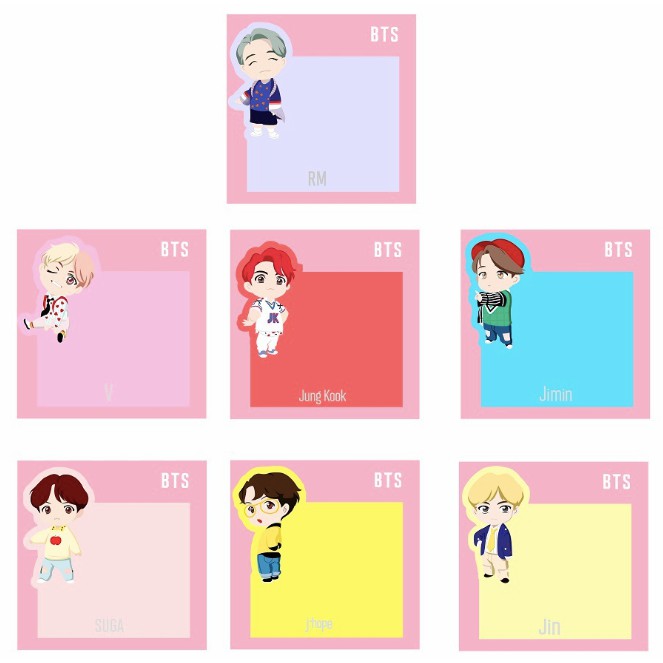 [Mua 1 tặng 1] Giấy note hình chibi Bangtan pop up store unoff L1E36