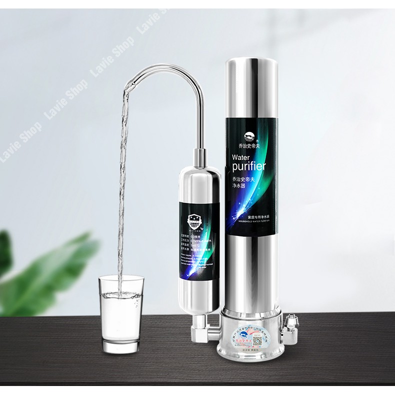 Máy Lọc Nước Inox Tại Vòi Water Purifier 2 Lõi Sứ Than Hoạt Tính Không Dùng Điện Không Nước Thải  Bộ Lọc Nước Sạch LV182