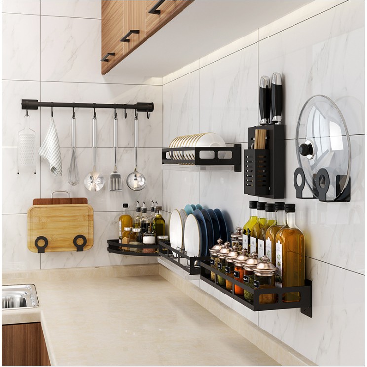 [MUA 1 TẶNG 10]Giá treo dụng cụ nhà bếp + phòng tắm inox sơn tĩnh điện. tiết kiệm diện tích cho căn bếp của bạn