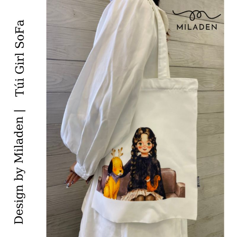 [Combo Stickers] Quà tặng Túi Tote, Túi Vải Canvas Cao Cấp và Phụ Kiện Xinh MILADEN.