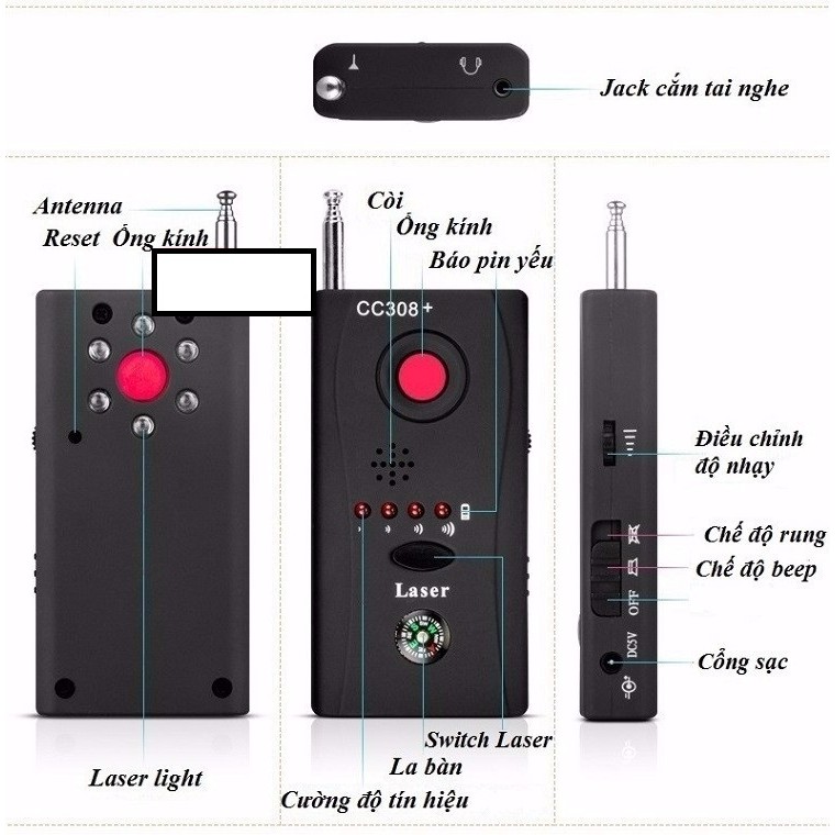 Máy phát hiện camera quay lén, nghe lén CC308 | BigBuy360 - bigbuy360.vn