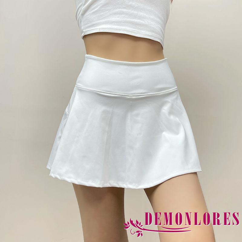 Chân Váy Thể Thao Màu Trơn Xẻ Tà Bên Hông Kèm Quần Short Lót Bên Cho Nữ Tập Thể Thao