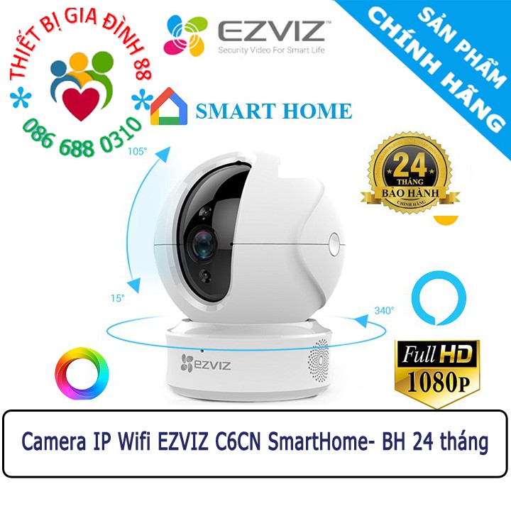 Camera Wifi EZVIZ trong nhà C6CN SMART HOME 2M HD 1080P, Camera Xoay [C6N TY2 C22EP C8C C6W A22EP] Chính Hãng 24TH