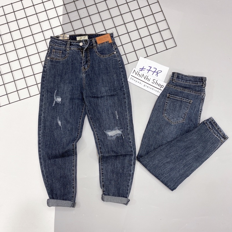 Quần bò nữ dáng boyfriend co dãn pha mác da DB778 - NhiNhi Shop