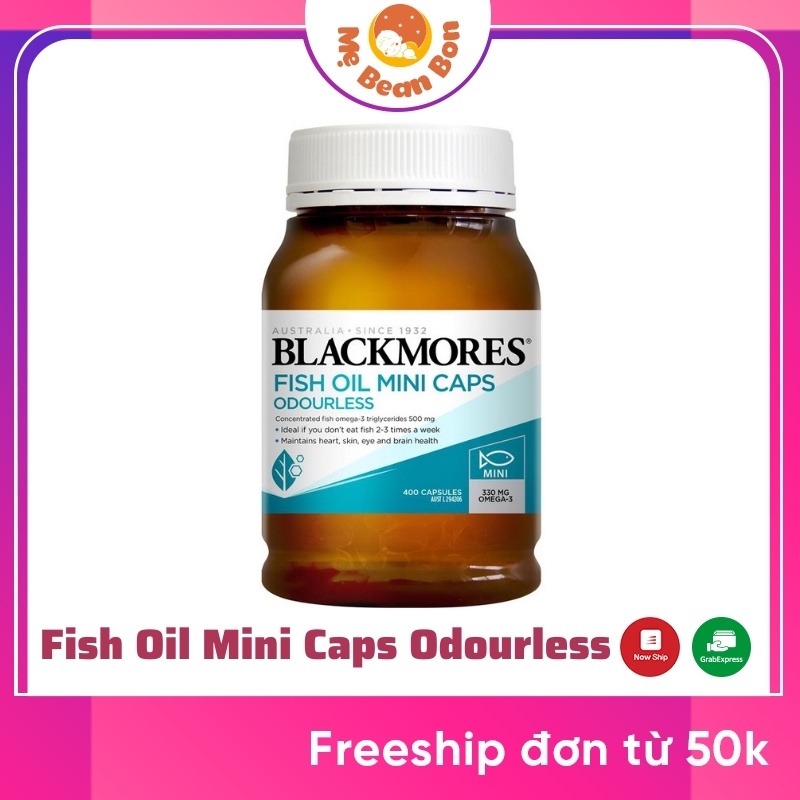 dầu cá omega 3 Blackmores Fish Oil Mini Caps Odourless của Úc không mùi 400 viên tốt cho tim mạch trí não thị lực