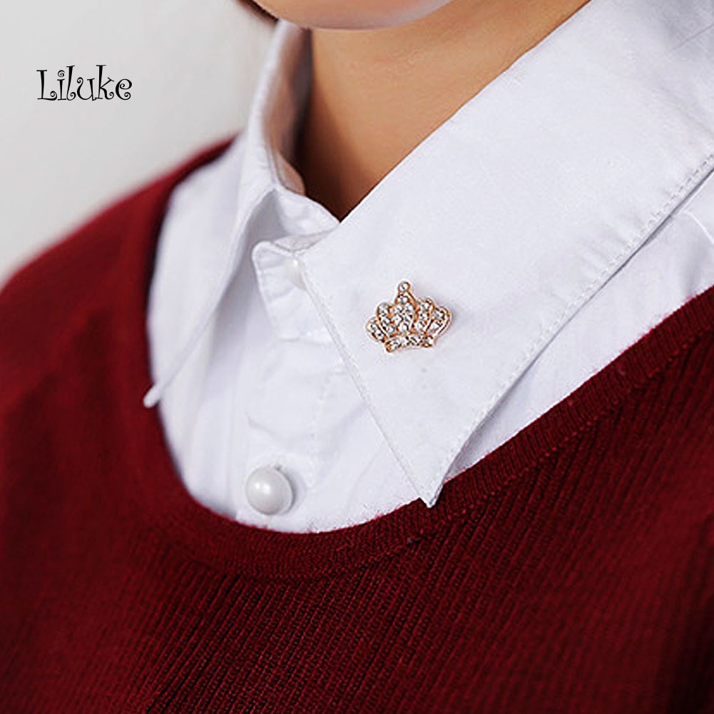 Ghim Cài Áo Hình Vương Miện Đính Đá Nhân Tạo Thời Trang Cho Nữ