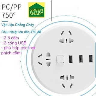 Ổ cắm điện đa năng có cổng USB - Ổ cắm điện kèm đèn báo khi có điện siêu bền và thiết kế an toàn