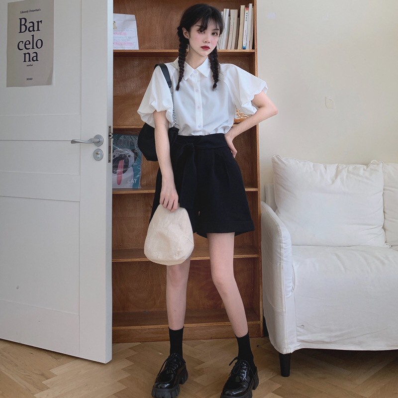 Sơ mi nữ tay ngắn phồng tiểu thư | BigBuy360 - bigbuy360.vn