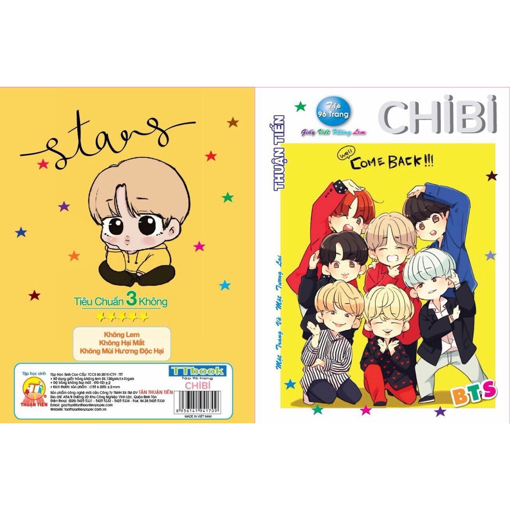 ( 1 Lốc ) Tập Vở CHIBI 96 Trang KT:158x205mm Độ Dày 120 Gsm ( Siêu Dày ) Tân Thuận Tiến Camshop
