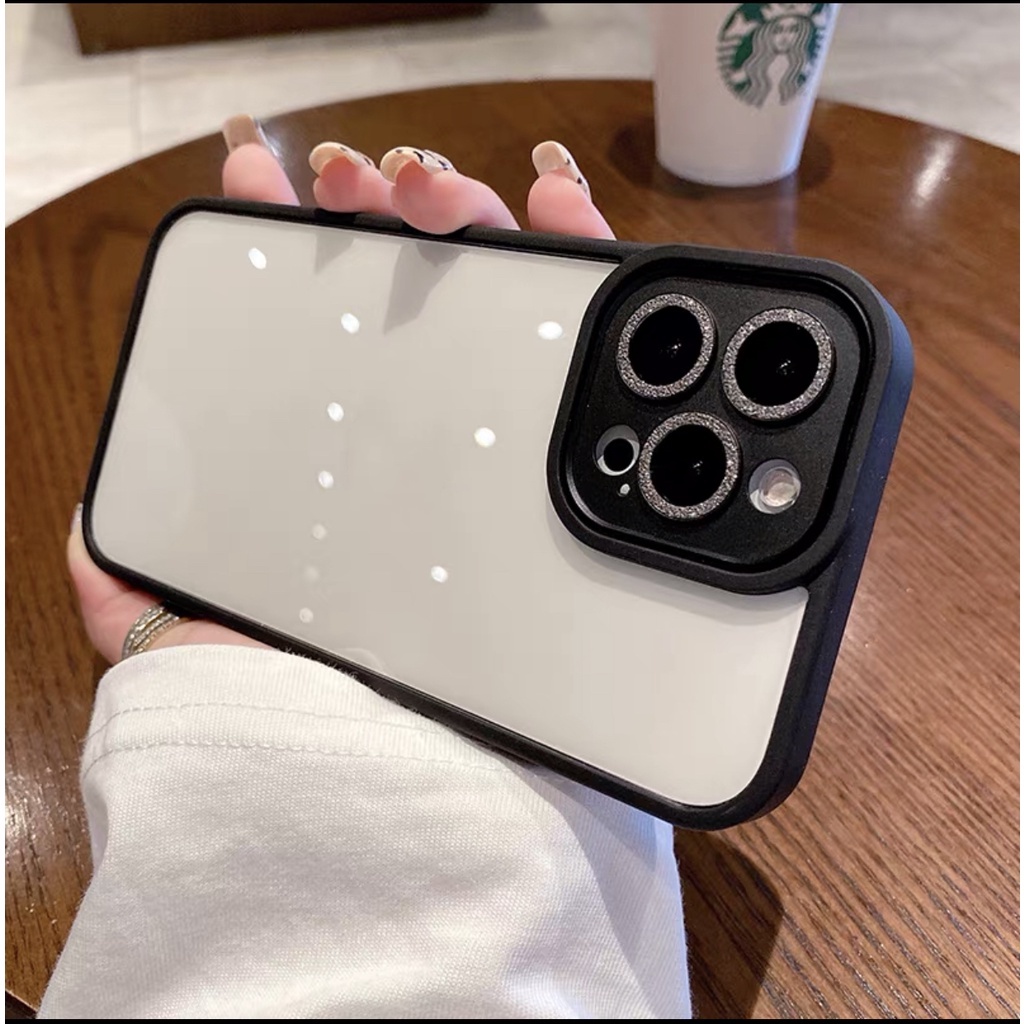 Ốp Điện Thoại acrylic Cứng Trong Suốt Phối Kim Tuyến Hình Tròn Cho compatible for iPhone 13 pro max 12 pro max 11 pro max case
