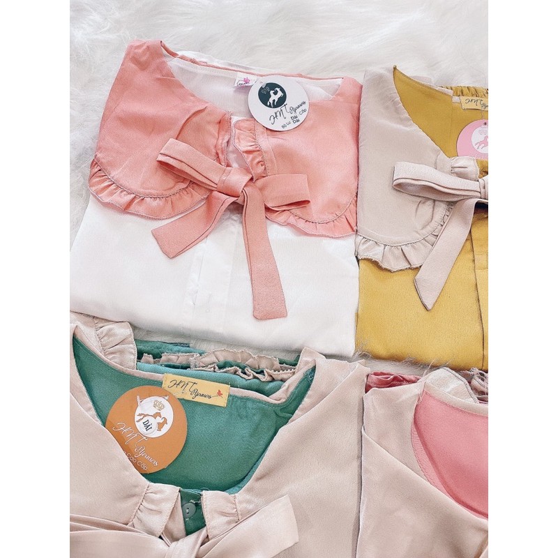 Đồ Bộ Pijama - Bộ Lụa Tay Dài Tiểu Thư Cổ Nơ | BigBuy360 - bigbuy360.vn