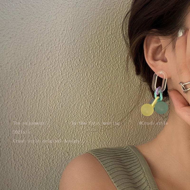 Đôi bông tai bằng Acrylic màu sắc tương phản đơn giản thời trang cho nữ