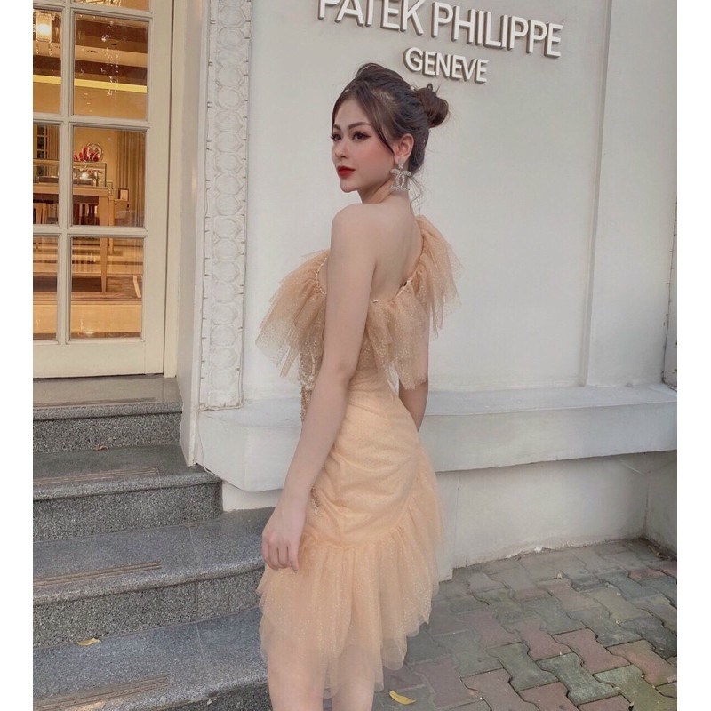 đầm body lệch vai đính đá ( ảnh và video thật 10000%)