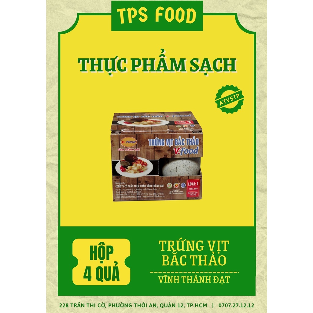 [GIÁ CỰC TỐT] Trứng vịt bắc thảo ăn liền - Vĩnh Thành Đạt (4 Quả/Hộp)