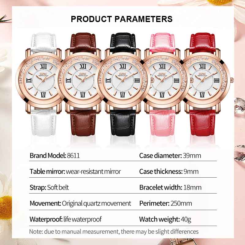 Đồng hồ nữ OPK 8611 dây da đẹp không thấm nước màu nâu/ trắng/ đen/ đỏ/ hồng | BigBuy360 - bigbuy360.vn