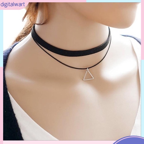 Choker thiết kế hai lớp đính mặt tam giác cá tính cho nữ