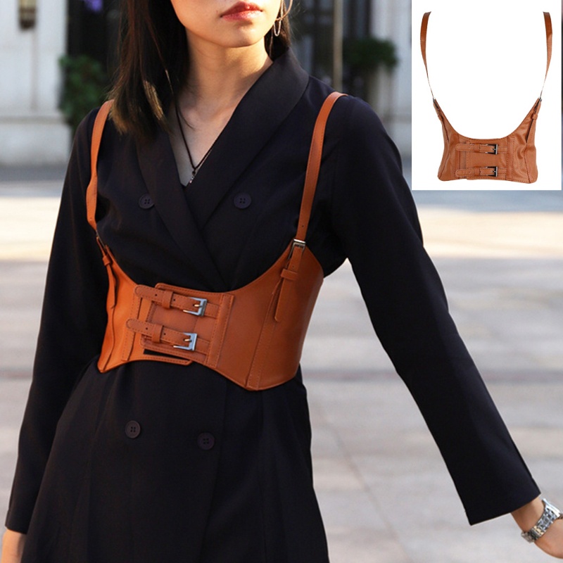 Áo nịt ngực màu trơn chất liệu da pu giả phong cách Gothic vintage thời trang cho nữ