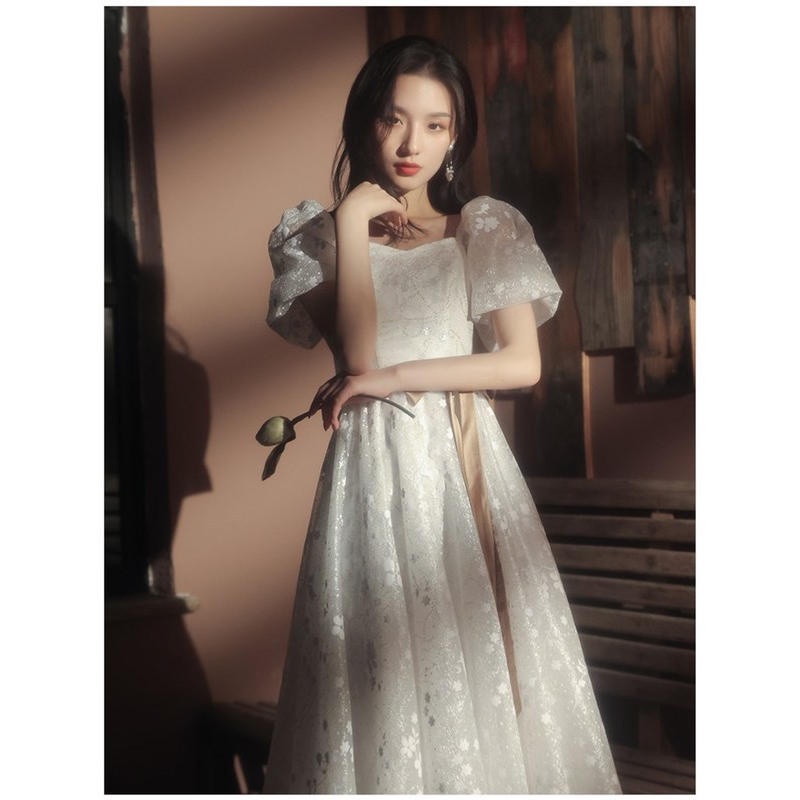 Đầm Phù Dâu Dáng Dài Tay Ngắn Form Ôm Thời Trang